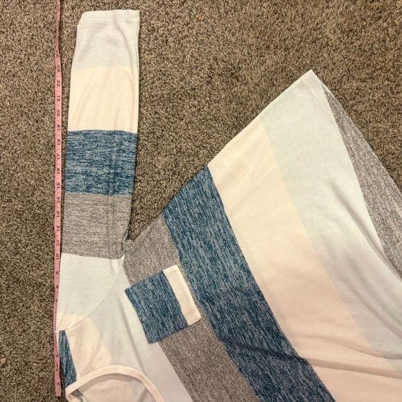 Market & Spruce Striped Tie Front Long Sleeve Top Womens XL Blue Gray White - Picture 5 of 9